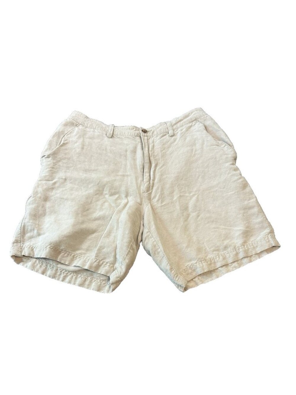 Perry‎ Ellis Linen Blend Mens Beige Shorts 34 Quiet Luxury Heritage Beach Resort